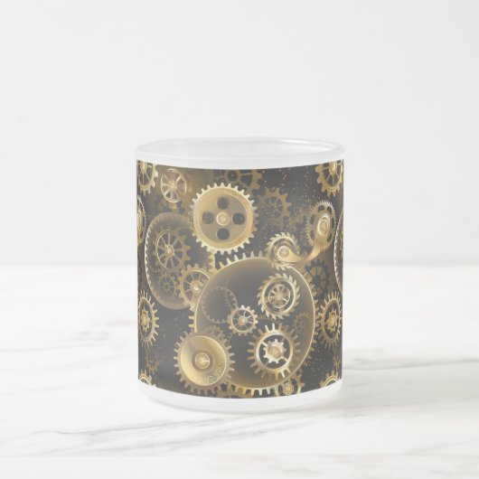 Naadloze Steampunk Brass Gears Matglas Koffiemok (Center)