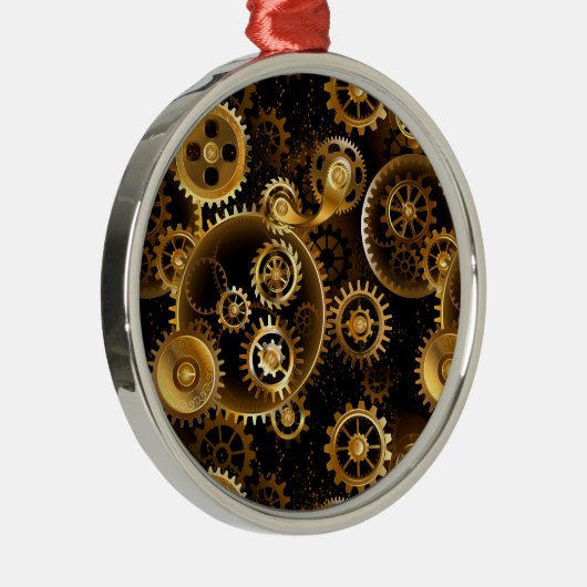 Naadloze Steampunk Brass Gears Metalen Ornament (Rechts)