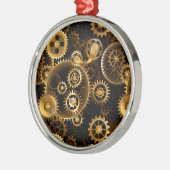 Naadloze Steampunk Brass Gears Metalen Ornament (Links)