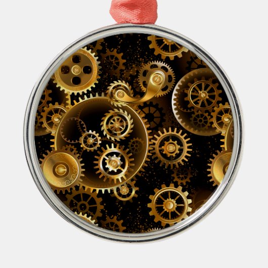 Naadloze Steampunk Brass Gears Metalen Ornament (Voorkant)