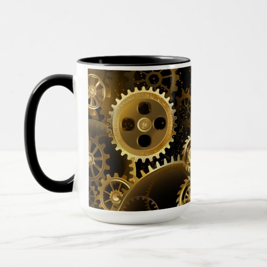 Naadloze Steampunk Brass Gears Mok (Links)