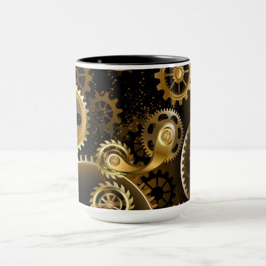 Naadloze Steampunk Brass Gears Mok (Midden)