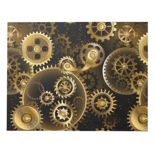 Naadloze Steampunk Brass Gears Notitieblok (Voorkant)