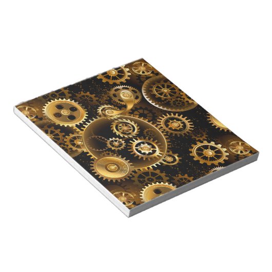 Naadloze Steampunk Brass Gears Notitieblok (Schuin)