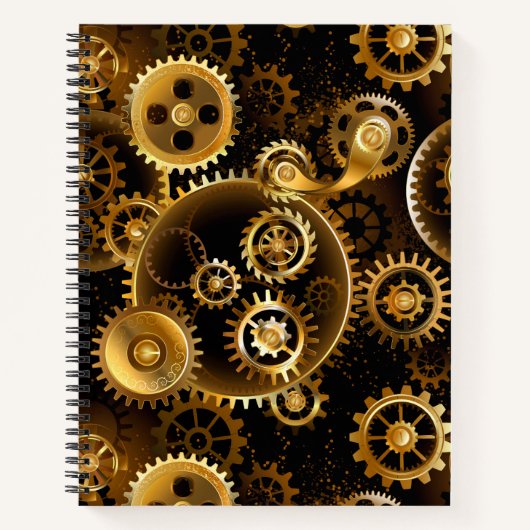 Naadloze Steampunk Brass Gears Notitieboek (Voorkant)