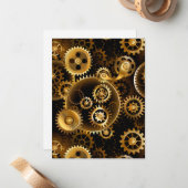 Naadloze Steampunk Brass Gears Notitiekaartje (Voorkant / Achterkant in situ)
