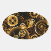 Naadloze Steampunk Brass Gears Ovale Sticker (Voorkant)