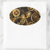 Naadloze Steampunk Brass Gears Ovale Sticker (Tas)