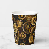 Naadloze Steampunk Brass Gears Papieren Bekers (Achterkant)
