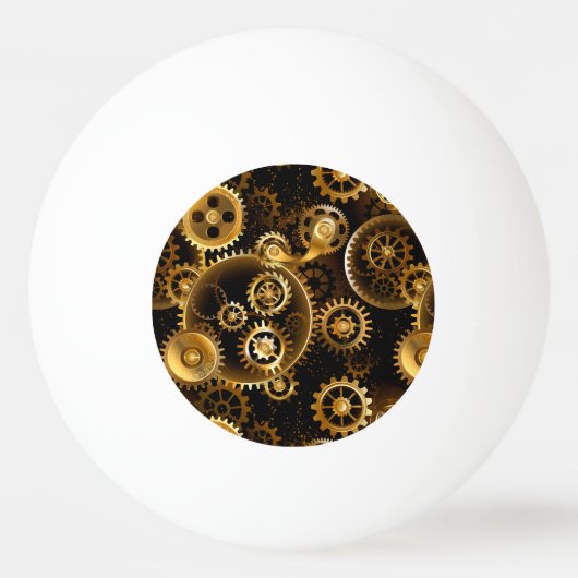 Naadloze Steampunk Brass Gears Pingpongbal (Voorkant)