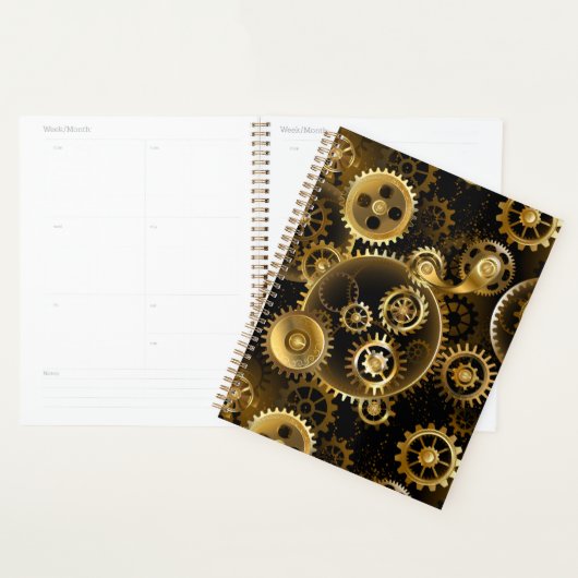 Naadloze Steampunk Brass Gears Planner (Display)