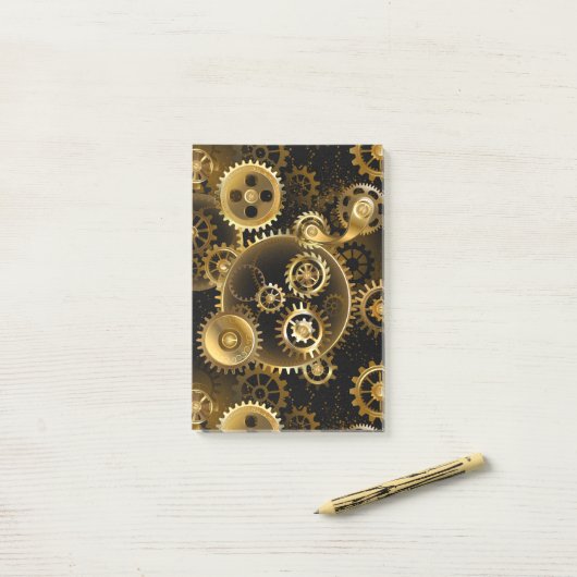 Naadloze Steampunk Brass Gears Post-it® Notes (Op bureau)