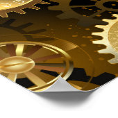 Naadloze Steampunk Brass Gears Poster (Hoek)
