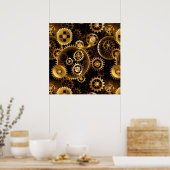 Naadloze Steampunk Brass Gears Poster (Keuken)