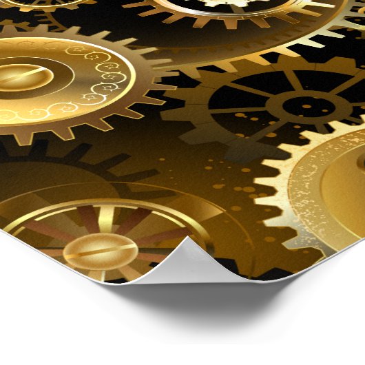 Naadloze Steampunk Brass Gears Poster (Hoek)