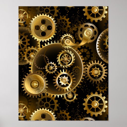Naadloze Steampunk Brass Gears Poster (Voorkant)
