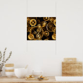 Naadloze Steampunk Brass Gears Poster (Keuken)