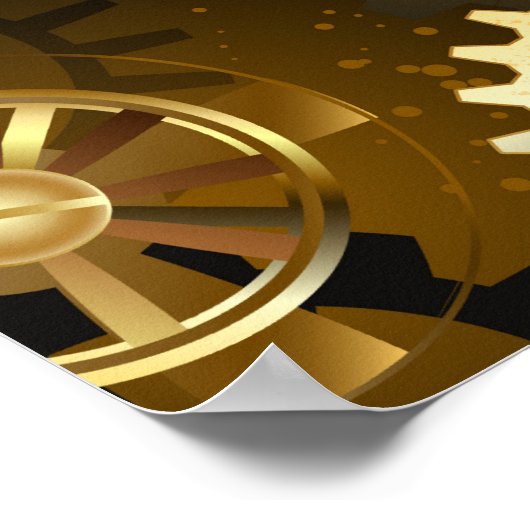 Naadloze Steampunk Brass Gears Poster (Hoek)