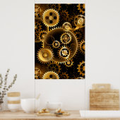 Naadloze Steampunk Brass Gears Poster (Keuken)