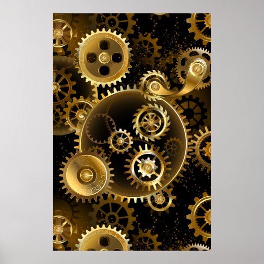 Naadloze Steampunk Brass Gears Poster (Voorkant)