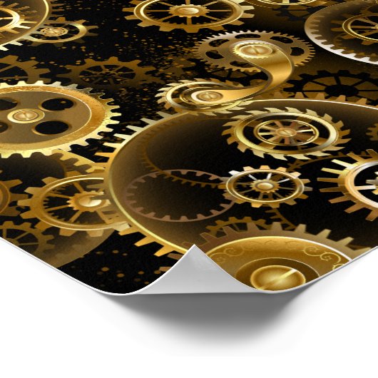 Naadloze Steampunk Brass Gears Poster (Hoek)