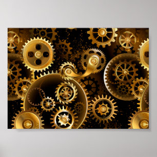 Naadloze Steampunk Brass Gears Poster