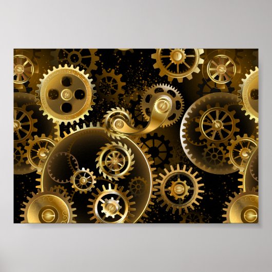 Naadloze Steampunk Brass Gears Poster (Voorkant)