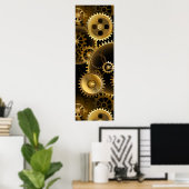 Naadloze Steampunk Brass Gears Poster (Thuiskantoor)