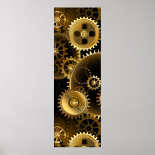 Naadloze Steampunk Brass Gears Poster