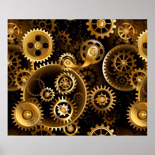 Naadloze Steampunk Brass Gears Poster (Voorkant)