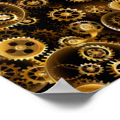 Naadloze Steampunk Brass Gears Poster (Hoek)