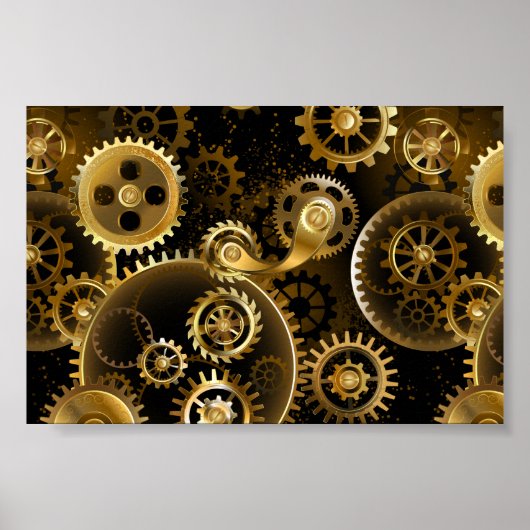 Naadloze Steampunk Brass Gears Poster (Voorkant)