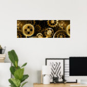 Naadloze Steampunk Brass Gears Poster (Thuiskantoor)