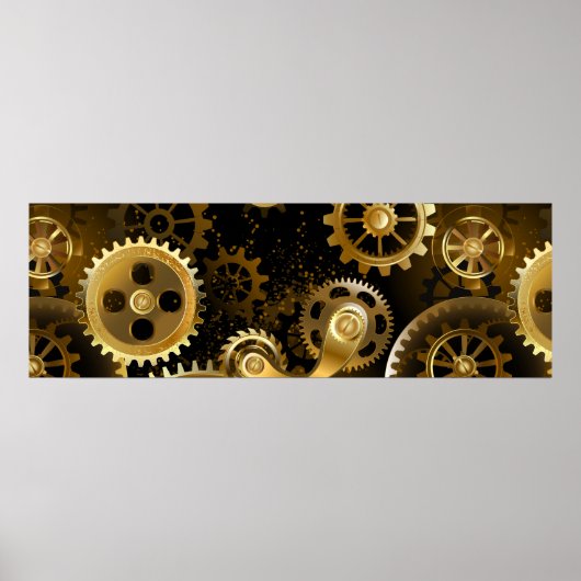 Naadloze Steampunk Brass Gears Poster (Voorkant)