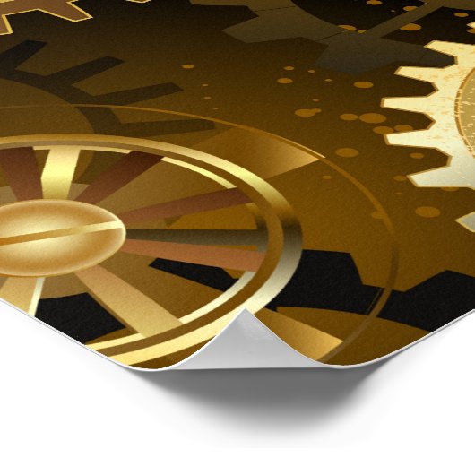 Naadloze Steampunk Brass Gears Poster (Hoek)