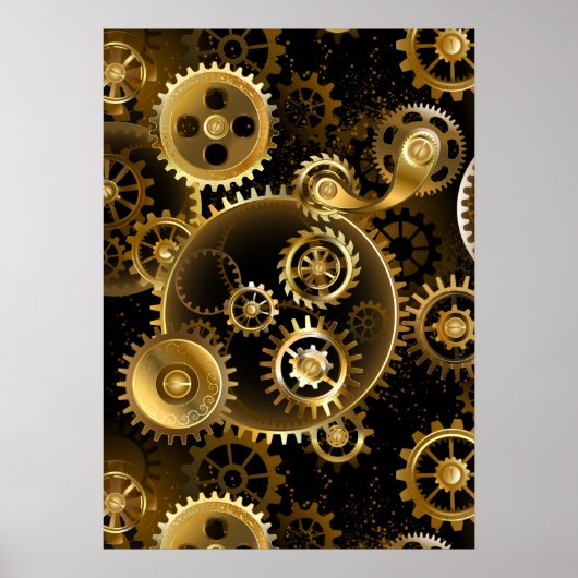Naadloze Steampunk Brass Gears Poster (Voorkant)