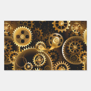 Naadloze Steampunk Brass Gears Rechthoekige Sticker