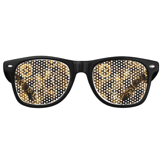 Naadloze Steampunk Brass Gears Retro Zonnebril (Voorkant)