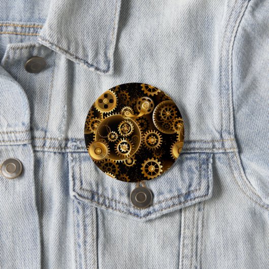 Naadloze Steampunk Brass Gears Ronde Button 7,6 Cm (In situ)