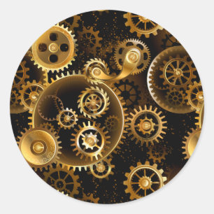 Naadloze Steampunk Brass Gears Ronde Sticker