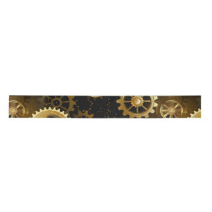 Naadloze Steampunk Brass Gears Satijnen Lint