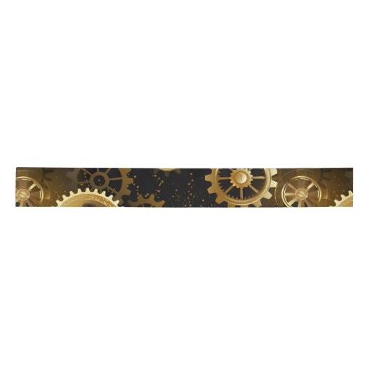 Naadloze Steampunk Brass Gears Satijnen Lint (Voorkant)
