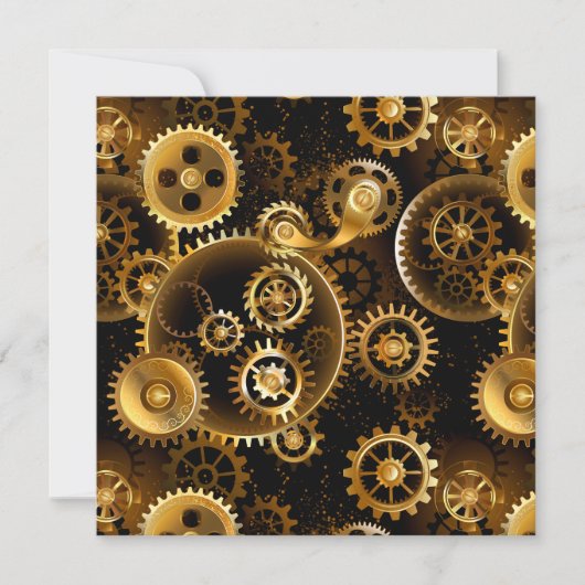 Naadloze Steampunk Brass Gears Save The Date (Voorkant)