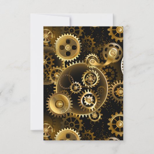 Naadloze Steampunk Brass Gears Save The Date (Voorkant)