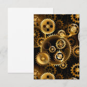 Naadloze Steampunk Brass Gears Save The Date (Voorkant / Achterkant)
