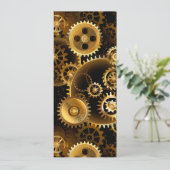 Naadloze Steampunk Brass Gears Save The Date (Staand voorkant)