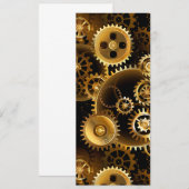 Naadloze Steampunk Brass Gears Save The Date (Voorkant / Achterkant)