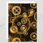 Naadloze Steampunk Brass Gears Save The Date (Voorkant / Achterkant)