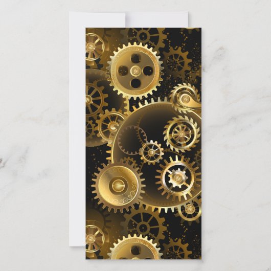 Naadloze Steampunk Brass Gears Save The Date (Voorkant)