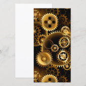 Naadloze Steampunk Brass Gears Save The Date (Voorkant / Achterkant)